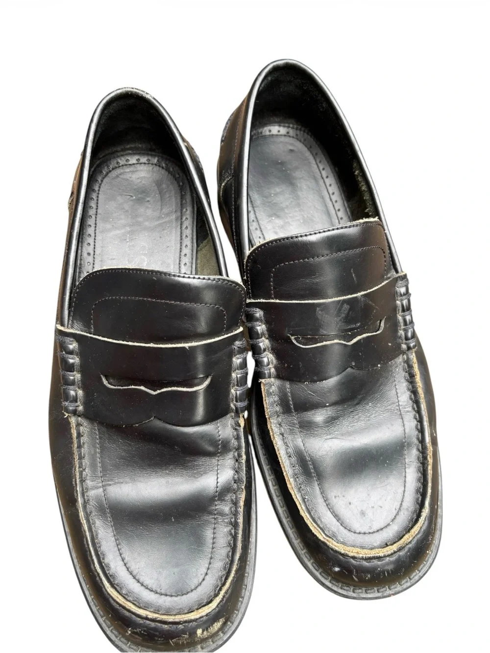 G.H. Bass Nobel Black Leather Penny Loafers Slip-On Dress Shoes 9.5M Preppy